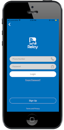 Login page for Relay On Demand trucking app